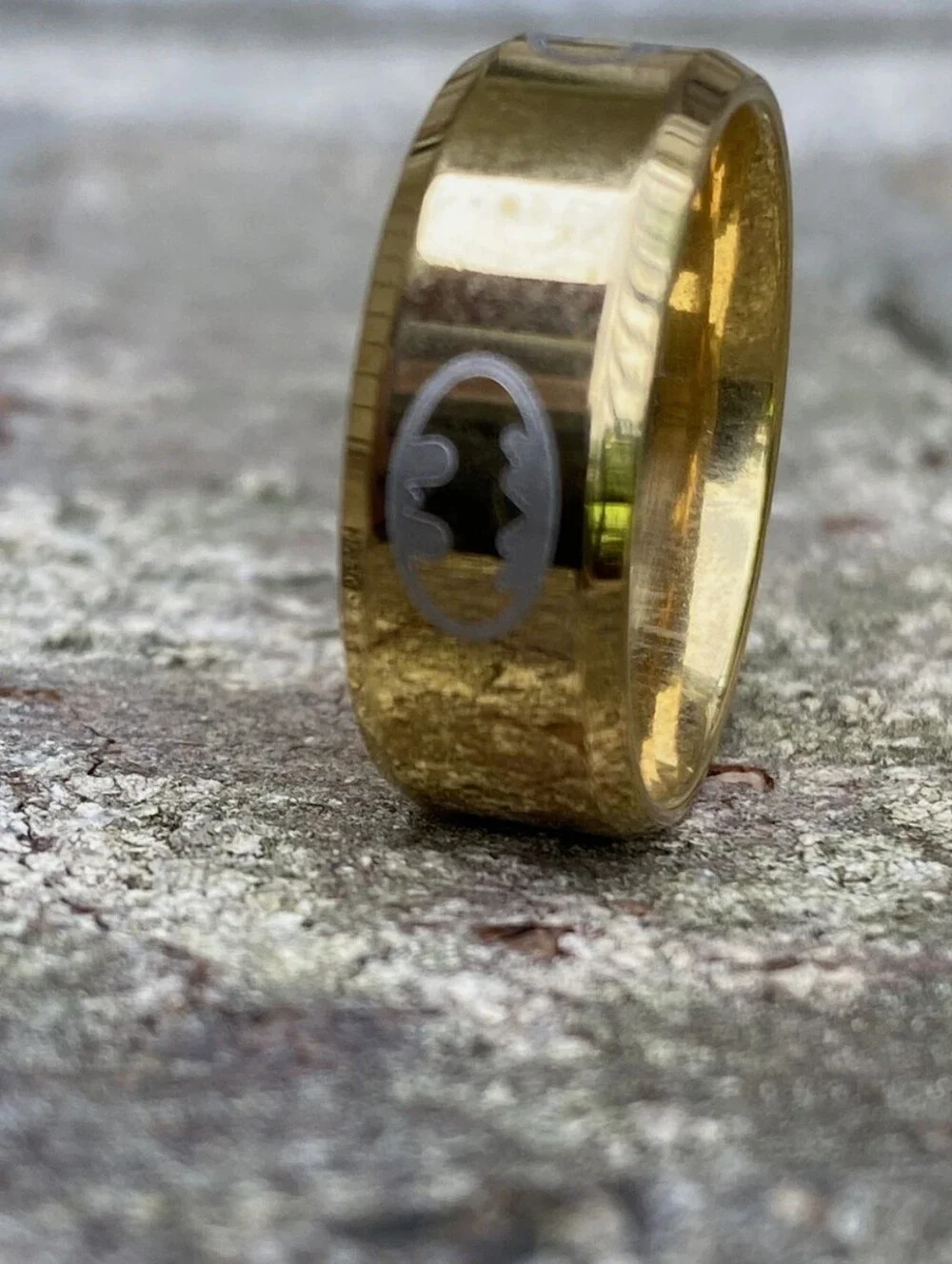 Men Or Women Batman Stainless Steel Gold Ring Band Single Sided Logo New